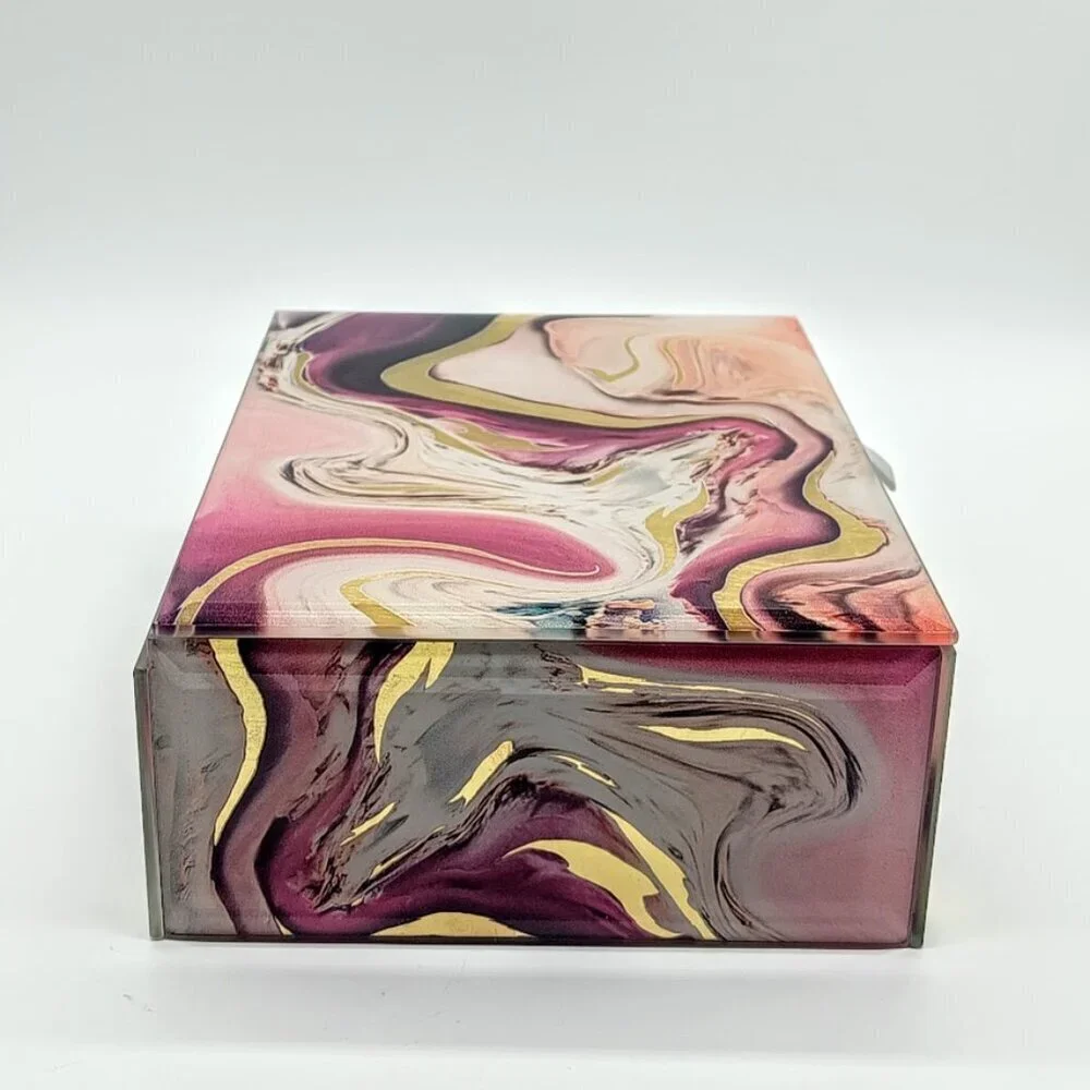 Tahari Home Marble Metallic Beveled Jewelry Box